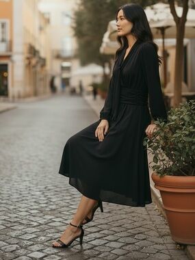 Banana Republic Black Long Sleeve Wrap Dress XS
